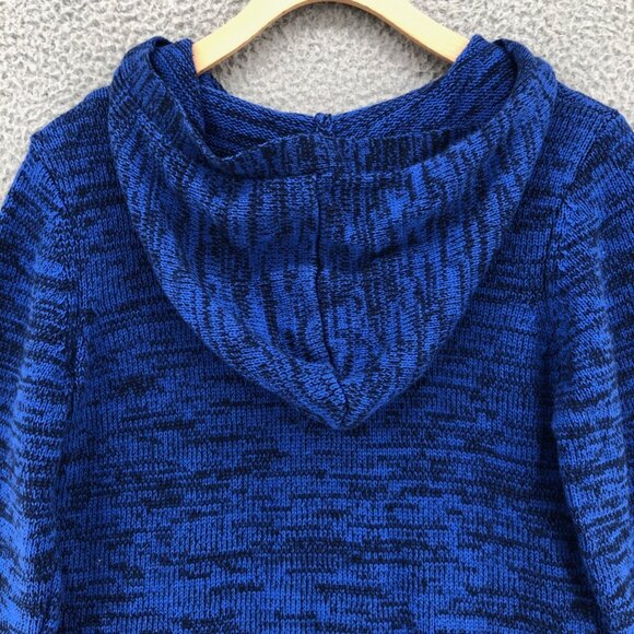 D & Co Sweater Womens XXS Blue Marled Cardigan Full Zip Hooded Pockets Lounge - Picture 5 of 10